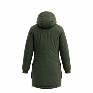 Veste matelassée à capuche pour homme, couleur olive, manches longues, imperméable, couleur unie, polyester, hiver, décontractée, épaisse, fermeture éclair - Product Image 2