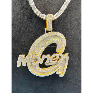 Custom Crown "G MONEY " Pendant <b>Iced</b> <b>Out</b> Moissanite Diamond Hip Hop Necklace Luxury Bling <b>Chain</b> - Product Image 1