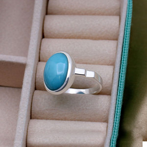 Natural <b>Turquoise</b> 925 Sterling Silver <b>Ring</b> Handmade Oval Cabochon Bezel Set Gemstone <b>Ring</b> for Women Wholesale Jewelry - Product Image 6