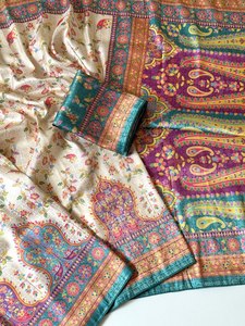 Sari en soie douce de luxe – Impression numérique UHD avec tissage jacquard Jari et finition riche - Product Image 2
