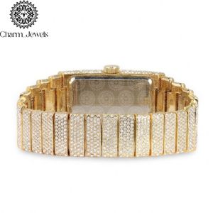 Reloj de Pulsera Rectangular Dorado de Lujo para Mujer Charm_Jewels con Esfera de Cristal, Movimiento de Cuarzo Analógico, Brazalete de Moda - Product Image 3