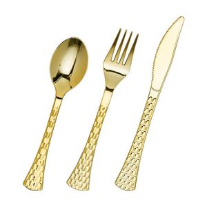 Ensemble de couverts en acier inoxydable poli miroir, argent et or, 3 pièces (cuillère, fourchette, couteau) pour mariage, dîner, usage alimentaire. - Product Image 3