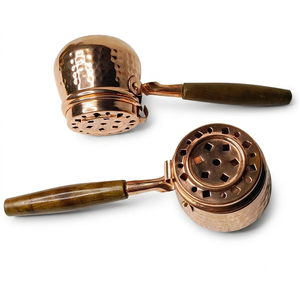 Hammered Copper Bakhoor <b>Burner</b> Wooden Handle Charcoal Incense <b>Burner</b> Oud <b>Burner</b> Aromatherapy Home Decor Wholesale OEM ODM - Product Image 1