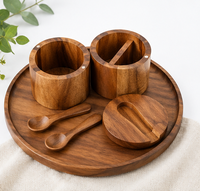 Boîte à sel en bois d'acacia naturel, écologique, sans danger pour les aliments, avec couvercle pivotant et cuillère, finition mate lisse, capacité 201-300 ml