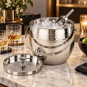Support à bouteilles de vin en acier inoxydable très demandé, finition martelée, refroidisseur de champagne, refroidisseur de bouteilles, pour fêtes, bars, décoration intérieure, coffrets cadeaux - Product Image 1