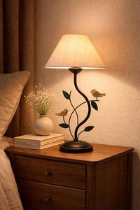 Lampe de chevet contemporaine en métal avec abat-jour en tissu blanc pour la lecture, l'étude, le salon, la décoration de la maison, luminaire - Product Image 5