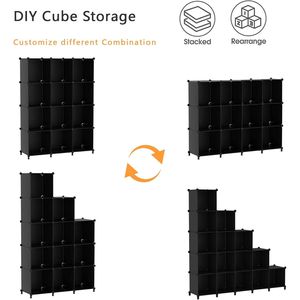 Organizador de Armario Apilable de Plástico DIY, Estantes de Almacenamiento, Librería de 12 Cubos, Contenedores de Almacenamiento Cúbicos - Product Image 5