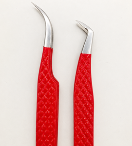 Pince à épiler professionnelle moderne en acier inoxydable rouge de qualité supérieure pour extension de cils, à pointe inclinée, durable et écologique - Product Image 4