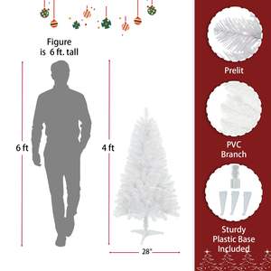 Árbol de Navidad Artificial Blanco de 1.2 Metros con Base, 100 Luces LED y 241 Ramas Realistas - Product Image 2