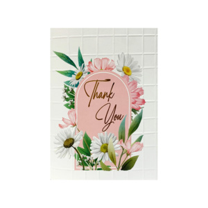 Cartes de remerciement élégantes personnalisées en papier estampé or avec motif floral (forme ovale) - Product Image 1