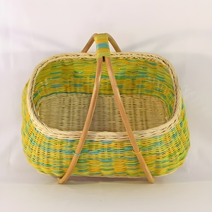 Cesta de acampada tejida a mano al mejor precio cestas de ratán de color verde para campamento de picnic en la playa al aire libre - Product Image 3