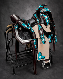 Silla de montar western de cuero genuino premium para salto y doma, hecha a mano, para equitación inglesa profesional con estructura de madera. - Product Image 4