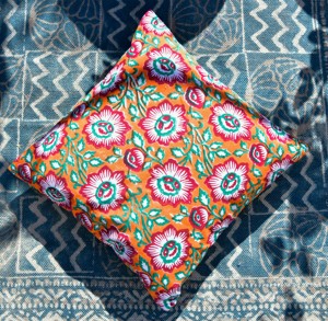 Pure Cotton Sustainable <b>Knitted</b> coloured Hand Block Printed Embroidered Customizable Square Bohemian Style cushion cover - Product Image 3