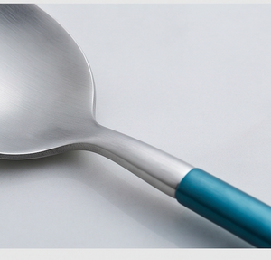 Cuillères à café en acier inoxydable avec manches bleus, finition miroir haute brillance, design minimaliste, résistantes à la rouille, ensemble d'ustensiles de cuisine - Product Image 2