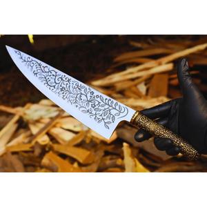 มีดเชฟเหล็กกล้าไร้สนิมขนาด 13 นิ้ว ยี่ห้ออาห์หมัด แฟบริค ผลิตด้วยมือ พร้อมปลอกหนัง ด้ามจับสวยงาม ปรับแต่งได้ตามต้องการ - Product Image 5