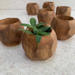 Pot de fleurs moderne en bois épaissi, écologique, fait main avec corde de chanvre, petit, respirant et durable pour le dropshipping - Product Image 1