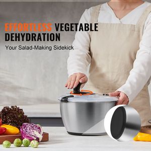 Centrifuga per Insalata in Acciaio Inox 304 da 4,75 Qt, Facile da Usare con Una Mano, Asciugatore per Verdure, Lavatrice e Asciugatrice per Lattuga per Uso Alimentare - Product Image 2