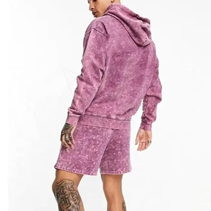 Sudaderas con Capucha de Algodón Orgánico al por Mayor, Conjunto de Dos Piezas con Logotipo Personalizado, Pantalones Cortos Deportivos para Hombre, Sudaderas con Capucha y Pantalones Deportivos para Hombre - Product Image 1