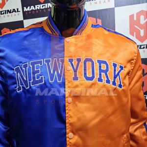 Veste de basket-ball formelle imperméable et coupe-vent de haute qualité avec fermeture éclair, motif New York Knicks, face et dos enduits, prix de gros - Product Image 6