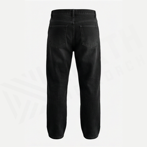 Jean en denim coupe droite délavé foncé pour homme, taille haute, coupe classique, en coton, style décontracté, pantalon d'automne - Product Image 3