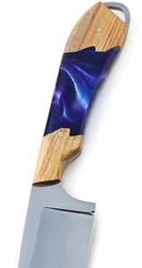 Outil utilitaire robuste en acier au carbone poli satiné, fabriqué à la main, avec manche hybride en bois et résine. - Product Image 4