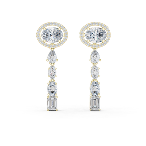 Oval Halo Multi Shape Lab Grown Diamond Drop <b>Earrings</b> DEF VVS 14K 18K Pure Gold Luxury <b>Fine</b> Jewelry for Women Wholesale Supplier - Product Image 3