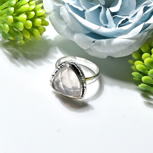 <b>Rose</b> <b>Quartz</b> Rosecut Handmade Oxidized Silver Plated <b>Ring</b> <b>Rose</b> <b>Quartz</b> Gemstone Bezel Set Vintage Women's Statement <b>Rings</b> - Product Image 4