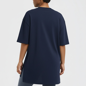 เสื้อยืดผู้หญิงทรงหลวม คอปกกลม ผ้าฝ้าย 100% สไตล์ลำลองรักษ์โลกสำหรับฤดูร้อน ดีไซน์ไหล่ตก ทรงโอเวอร์ไซส์ - Product Image 2
