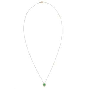 18K <b>Solid</b> <b>Gold</b> Tsavorite <b>Pendant</b> Necklace with Marquise Cut Diamond - Product Image 3