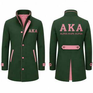 Alfa |   Chaqueta de carreras para mujer Aka Sorority, estilo universitario con letras, abrigo tipo biker con botones, ropa griega - Product Image 4