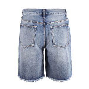 Pantalones Cortos Bermuda de Mezclilla Rasgados de Cintura Media para Hombre, Estilo Casual, Lavado Azul, de Algodón y Lona, con Cierre de Botones - Product Image 2
