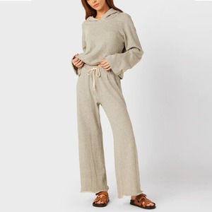 Conjunto Deportivo de Dos Piezas para Mujer, de Alta Calidad, con Sudadera con Capucha y Pantalones Deportivos Acampanados, 100% Algodón, Ropa Deportiva de Invierno - Product Image 4