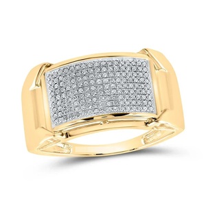 Anillo de Cóctel de Oro Amarillo con Diamantes para Hombre ZAWO HOUSE, Engaste Pavé, Corte Brillante Redondo, Estilo Geométrico de Lujo, Uso Diario - Product Image 4