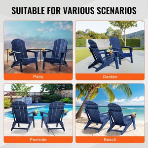 Set di 2 Sedie Adirondack Pieghevoli Portatili per Esterni con Portabicchieri, Resistenti alle Intemperie, per Uso in Spiaggia e Giardino - Product Image 6
