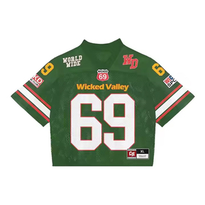 Custom Mesh Football Jersey Oversized Boxy Crop Top, Breathable Polyester <b>Summer</b> <b>Shirt</b>, Plus Size Streetwear Sports Tee - Product Image 6