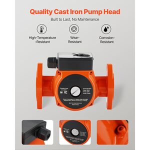 Pompa di Ricircolo in Ghisa 15 58FC, 17 GPM, AC 120V, 20 ft, per Acqua Calda, Connessione Flangiata da 1 Pollice, F 1 Pollice Ghisa - Product Image 2