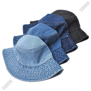 SIBRIN Gorra de Pescador de Mezclilla con Logotipo Personalizado, Unisex, de Algodón Lavado, Estilo Urbano, para Skateboard, Deportes al Aire Libre de Verano - Product Image 1