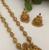 Conjunto de Collar y Pendientes de Latón Chapado en Oro de Primera Calidad con Diseño Polki, para Fiestas, Bodas y Festivales, Colección para Mujer - Product Image 2