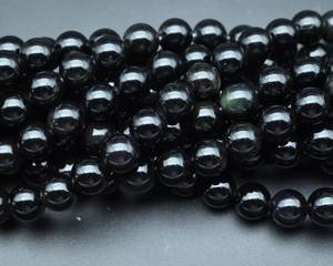 Cuentas redondas de obsidiana negra natural, cuentas sueltas de piedras preciosas lisas para pulsera, collar, fabricación de joyería DIY, venta al por mayor - Product Image 3