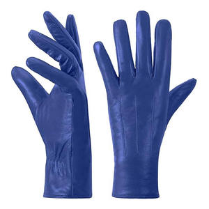 Guantes de invierno de cuero beige con pantalla táctil completa, palma de grano suave, puño dividido y forro de cachemira para conducir - Product Image 1