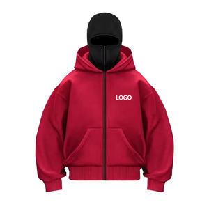 Sweat-shirt d'hiver unisexe personnalisé, écologique, numérique, épais, surdimensionné, à double capuche zippée, avec cagoule ninja intégrée - Product Image 4
