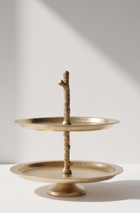 Modern Gold Metal 2 Tier Cake Stand Luxury Branch Stem Dessert Display Tray <b>Twig</b> Handle Cupcake Holder Party Table <b>Decor</b> - Product Image 2