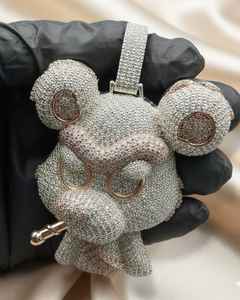 Colgante de Personaje de Dibujos Animados Anergy Bear con Incrustaciones de Moissanita VVS en Plata 925, Colgante Personalizado de Dibujos Animados, Colgante Hip Hop para Raperos - Product Image 5