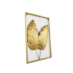 Gold Plated Palm Leaf Wall Art <b>Framed</b> Modern Decorative Hanging Floral Botanical Accent - Product Image 3