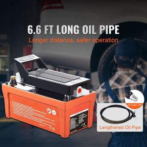 Pompe hydraulique pneumatique 10 000 PSI, réservoir de 1/2 gallon, sortie d'huile 3/8 po, entrée 1/4 po, tuyau de 6,6 pi, équipement de réparation de carrosserie actionné au pied - Product Image 1
