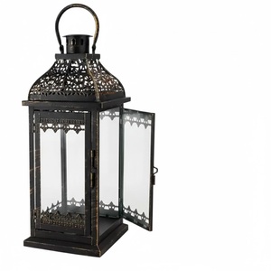 Wholesale Vintage Black Metal Moroccan <b>Candle</b> Lantern With Intricate Cutout Design For <b>Wedding</b> Centerpiece And Outdoor Garden - Product Image 4