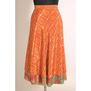 Women's Vintage Printed A-Line Ankle-Length <b>Wrap</b> Skirt Natural Waist Indian Boho Casual Summer Handmade 100% Silk - Product Image 1