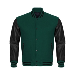 Men's Varsity <b>Jackets</b> Casual Fleece Spring Fall Baseball <b>Jacket</b> Slim Fit <b>Long</b> Sleeve Cotton Bomber <b>Jacket</b> (Green, Medium) - Product Image 1