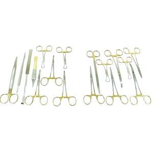 <b>SET</b> OF 17 PCS GENERAL SURGERY SPAY PACK GOLD HANDLE SURGICAL INSTRUMENTS KIT - Product Image 1
