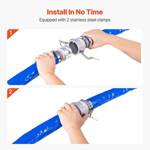 Tubo per Controlavaggio in PVC Blu di Alta Qualità, 2 pollici x 100 piedi, con Raccordi Camlock e Connettori in Alluminio per Varie Pompe e Acque Reflue - Product Image 4